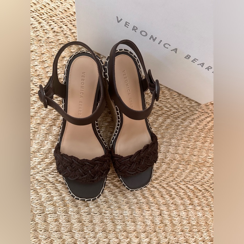 VERONICA BEARD  REEMA BRAIDED ANKLE-STRAP WEDGE SANDALS
IN ESPRESSO